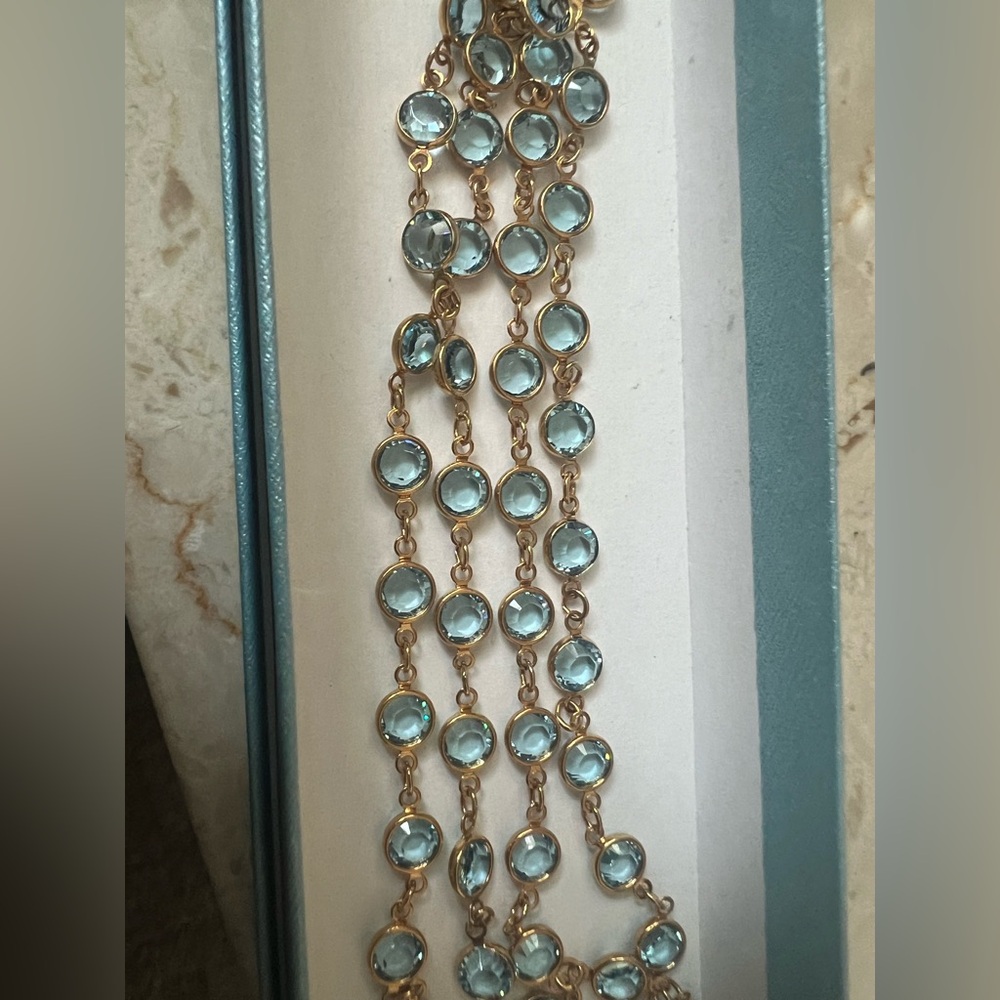 Touchstone Crystal by Swarovski Chanelle necklace gold plated aquamarine crystal - Picture 2 of 3